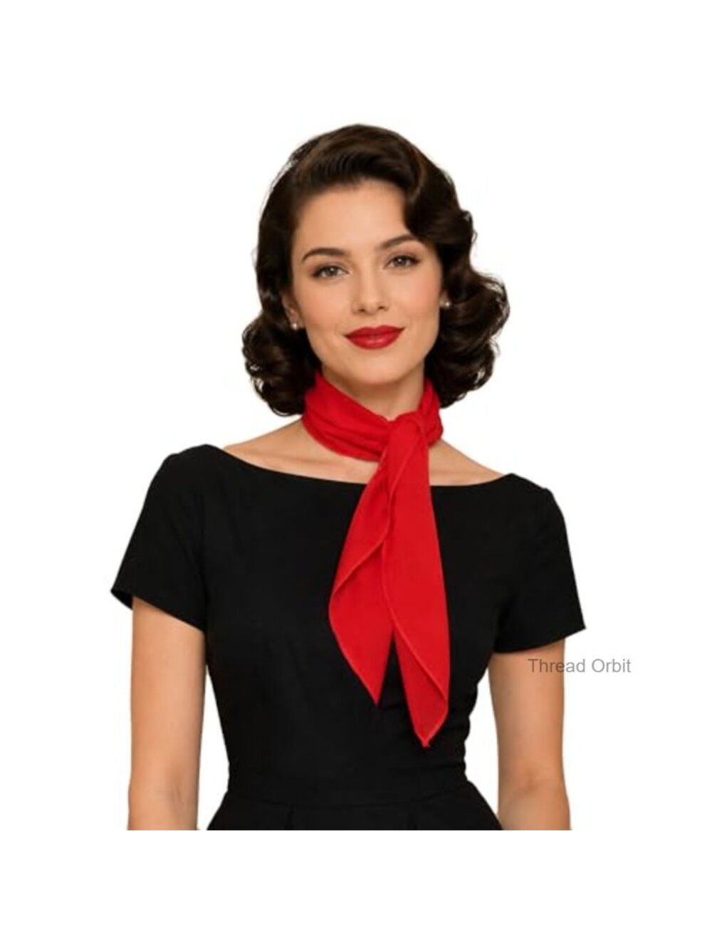 Sheer Chiffon Neck Scarf Square Bandana 50s Costume Accessory
